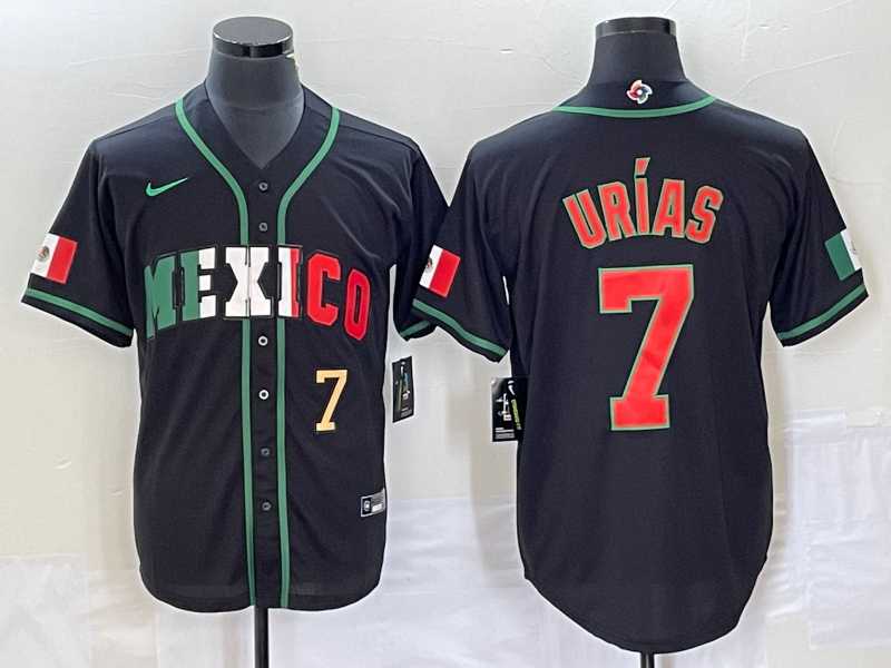 Men%27s Mexico Baseball #7 Julio Urias Number 2023 Black World Baseball Classic Stitched Jersey4